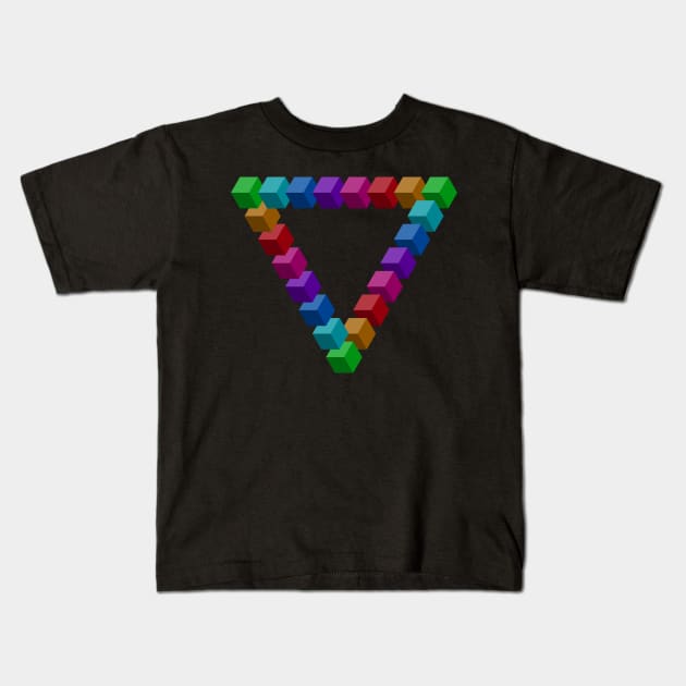 penrose triangle illusion Kids T-Shirt by psychoshadow